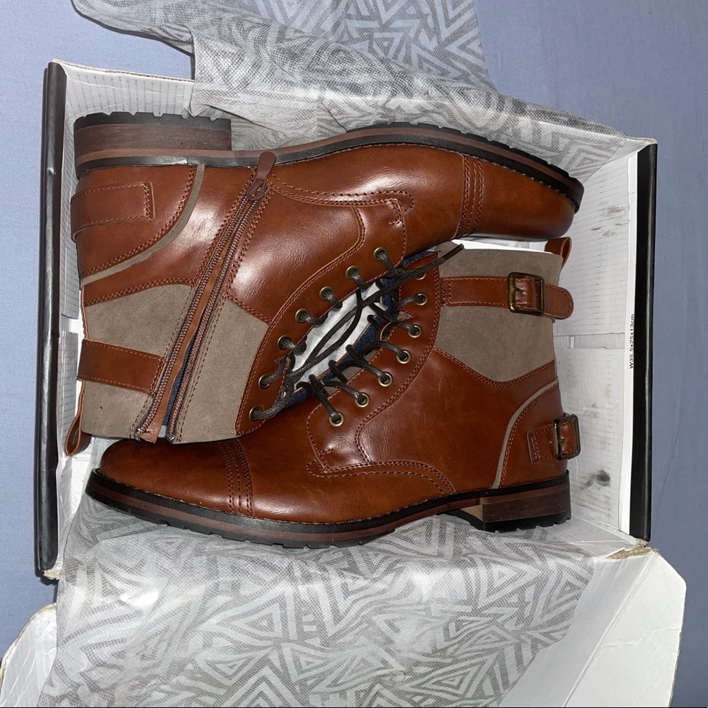 Bonafini Faux Leather Brown Boots Men Size 12